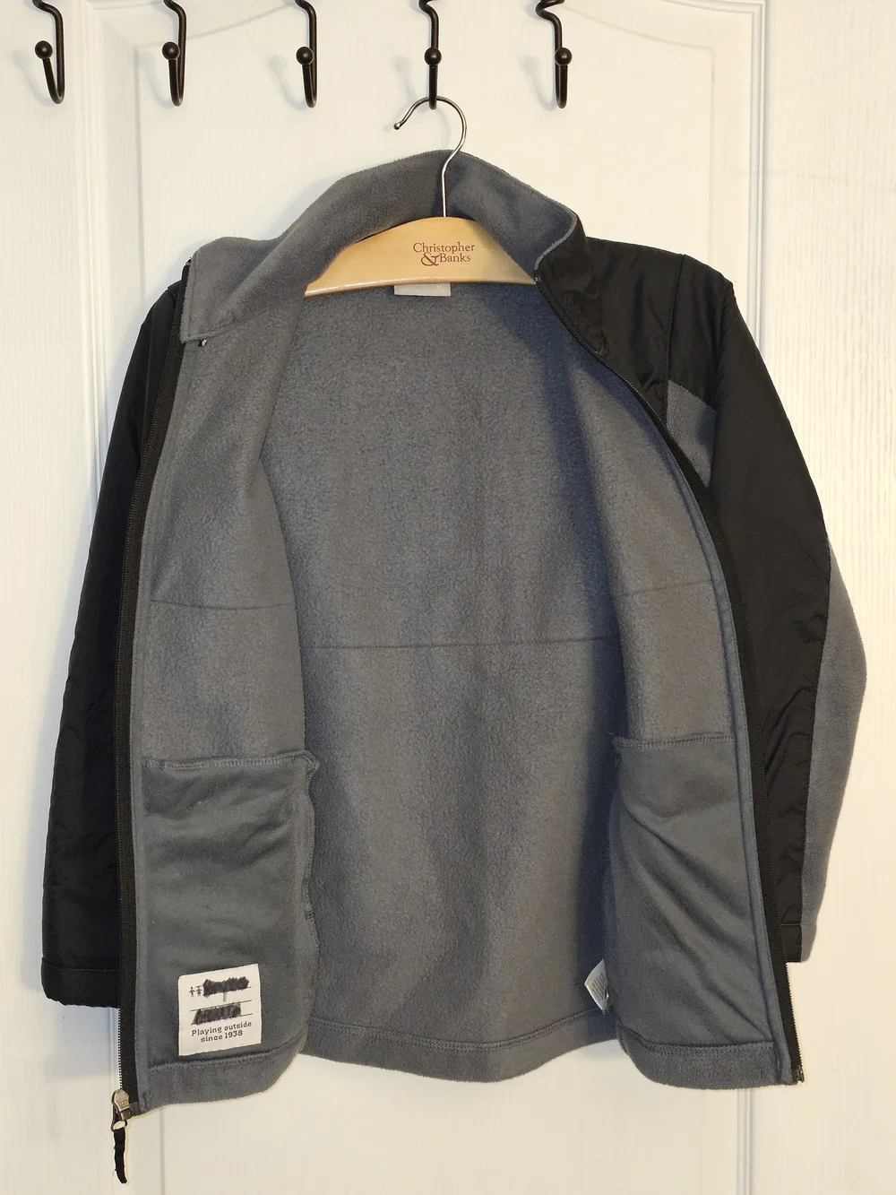 Columbia Jacket Youth Boys Gray Black Full Zip Colorblock Fleece Jacket M 10 12
